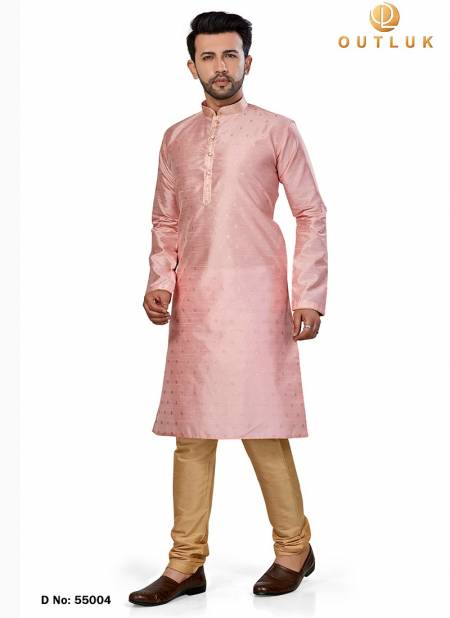 Light Pink Colour Outluk 55 New Exclusive Wear Kurta With Pajama Mens Collection 55004